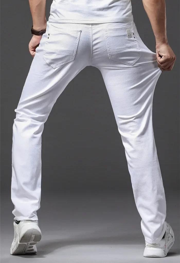 Klassische weiße Slim Fit Herrenjeans