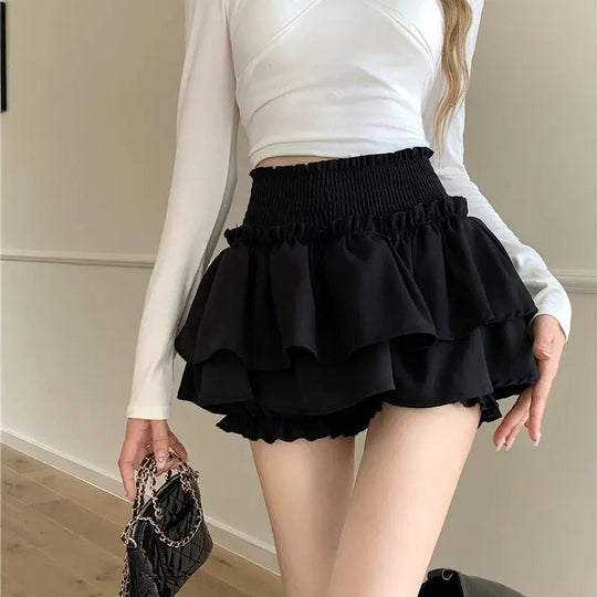 High Waist Rüschen Lolita Rock aus Patchwork