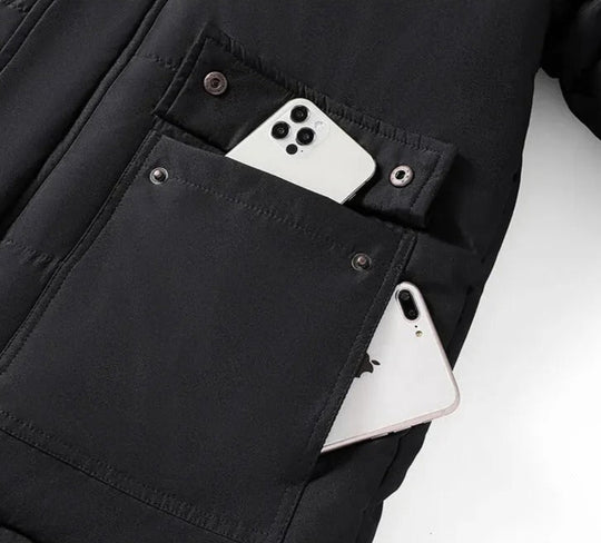 Herrenjacke mit fleecegefüttertem Pelzkragen