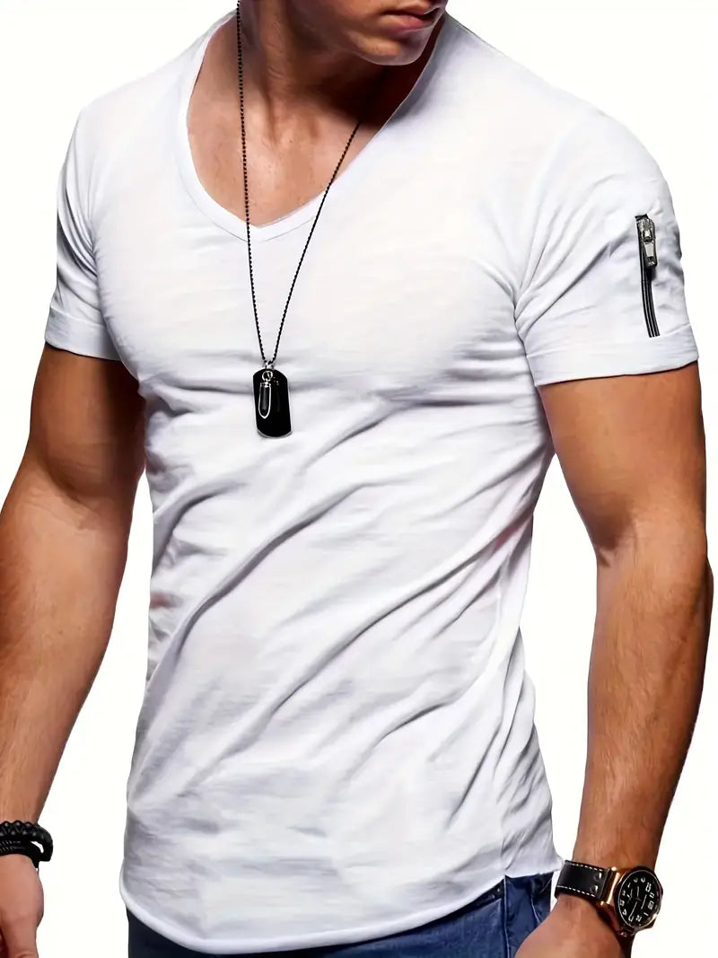Variant image for Herren T-Shirt V-Ausschnitt Lässig 100% Baumwolle Kurzarm-42