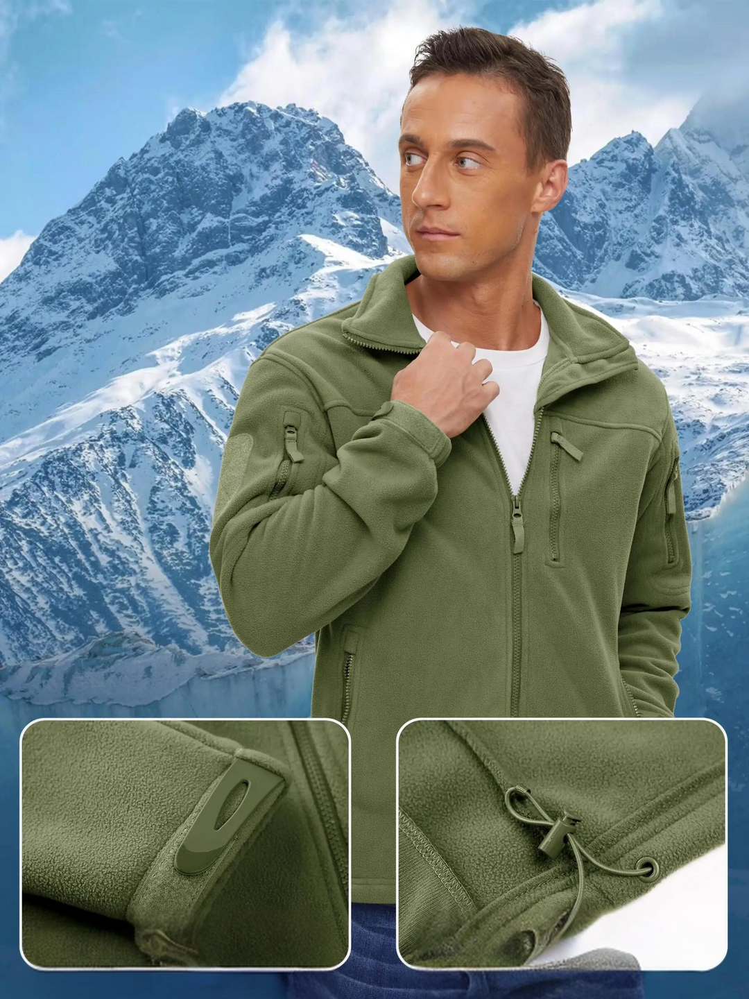 Herren-Fleecejacke mit durchgehendem Reißverschluss