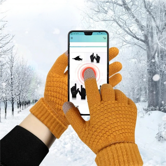 Klassische gestrickte Touchscreen-Handschuhe