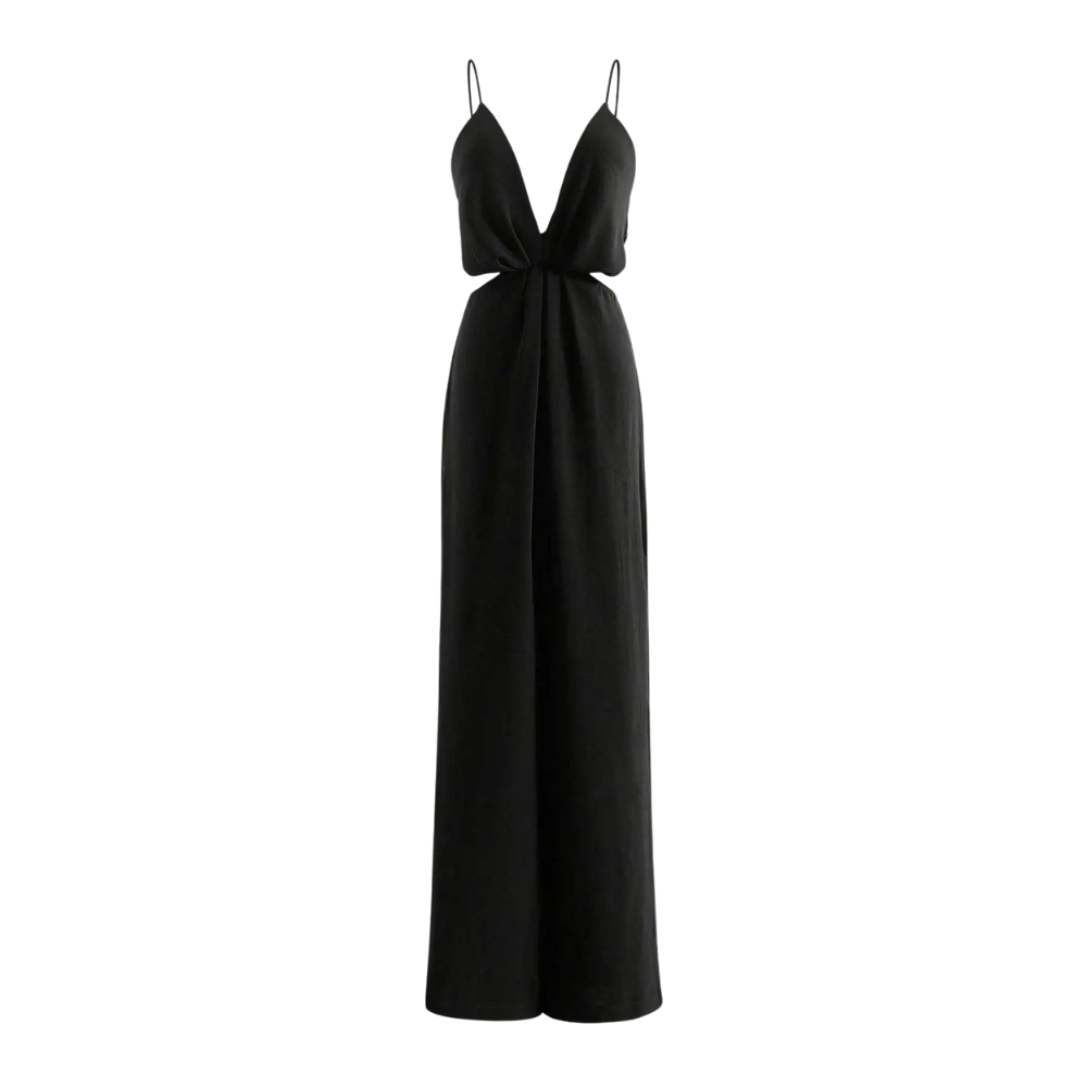 Plissierter Damenoverall mit weitem Bein