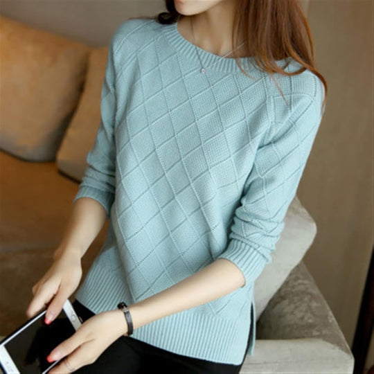 Damen-Strickpullover in Volltonfarben