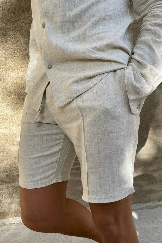 Variant image for Herren Shorts Lässig Aus 100% Leinen Atmungsaktiv-1