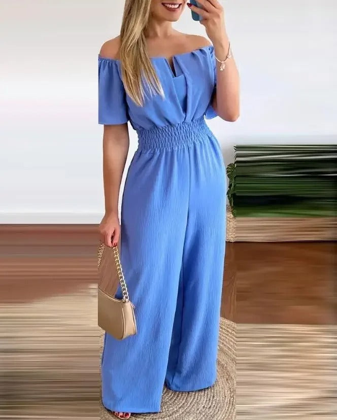Schulterfreier Damen-Overall mit weitem Bein