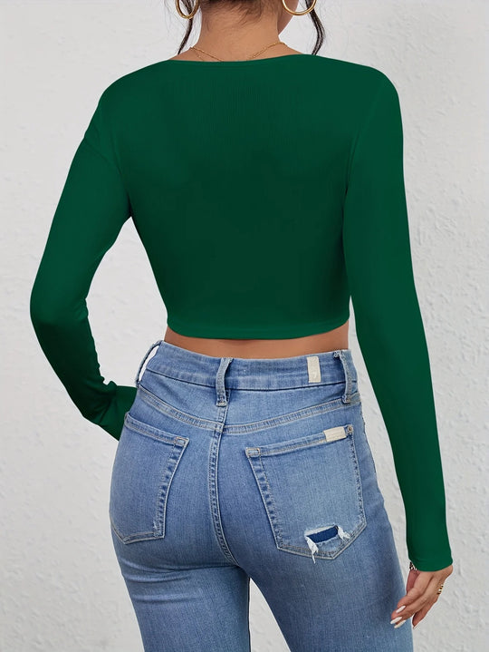 Damen-T-Shirt mit quadratischem Ausschnitt und schmaler Passform