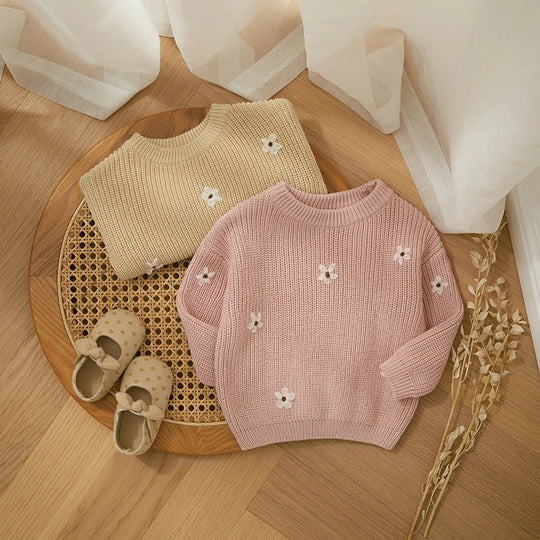 Blumenstrickpullover für Kinder