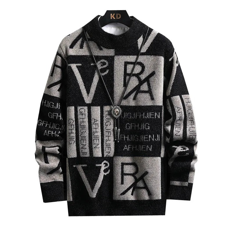 Gestreifter Herren-Rundhalspullover