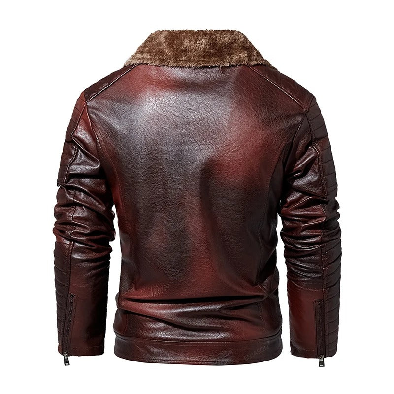 Herren Lederjacke mit Fellkragen