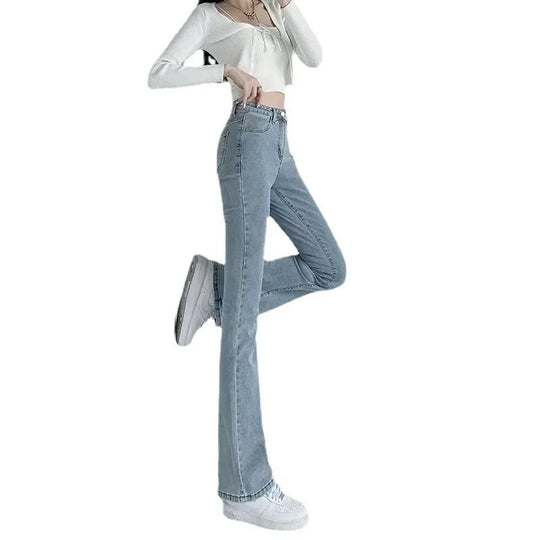 Dames High Waist Slim Fit Flared Broek