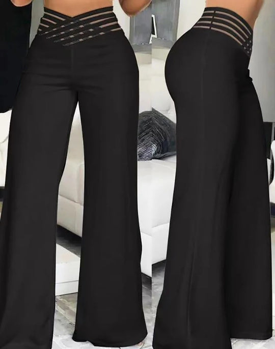 Auslaufende Hose mit gekreuztem Mesh-Patch für Damen