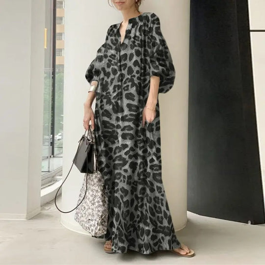 Leopardenmuster Maxikleid für Frauen