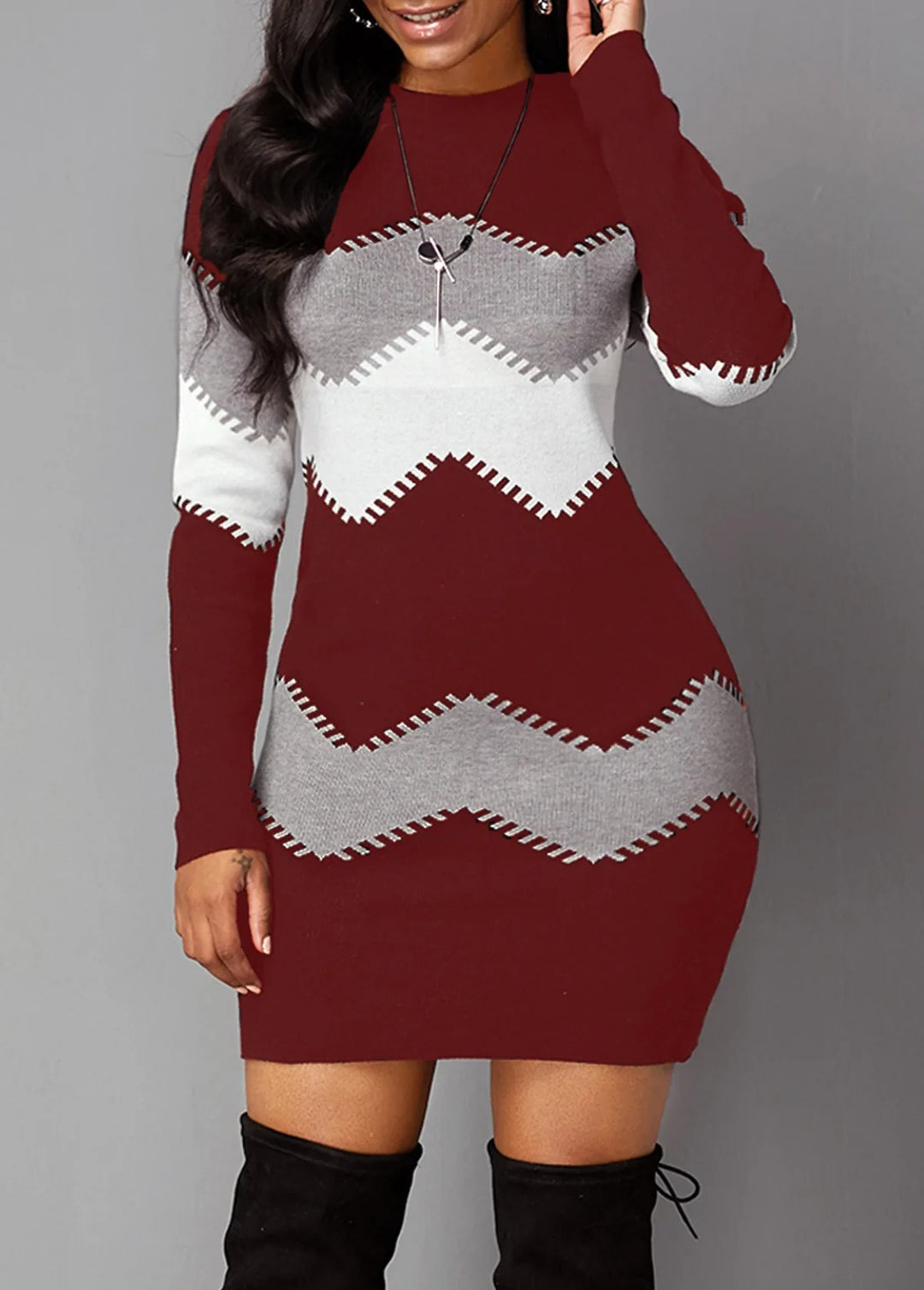Damen Vintage Streifen Boho Kleid