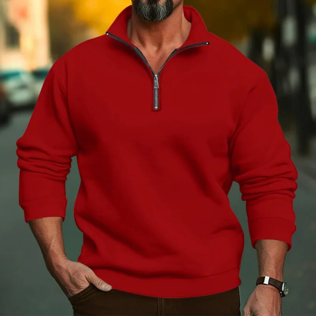 Herren-Sweatshirt mit halbem Reißverschluss und Stehkragen