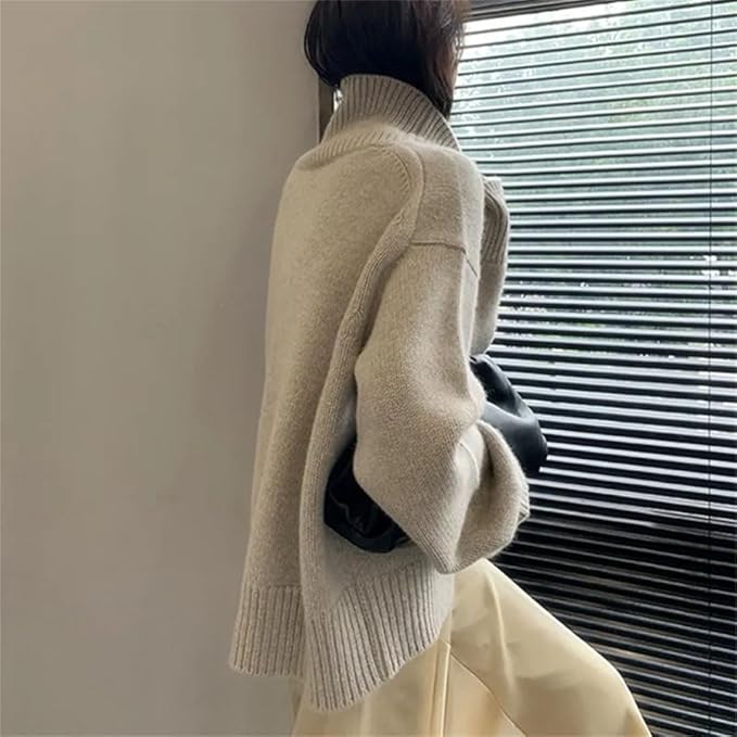 Hochgeschlossener Damen-Strickpullover