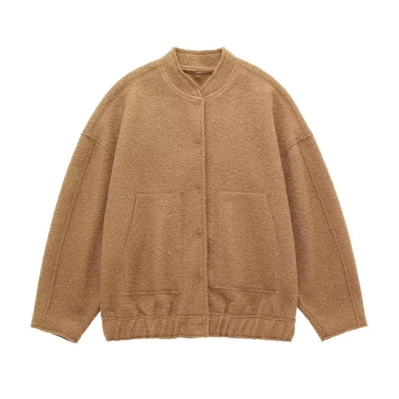 Tweed Oversized Bomberjacke für Damen
