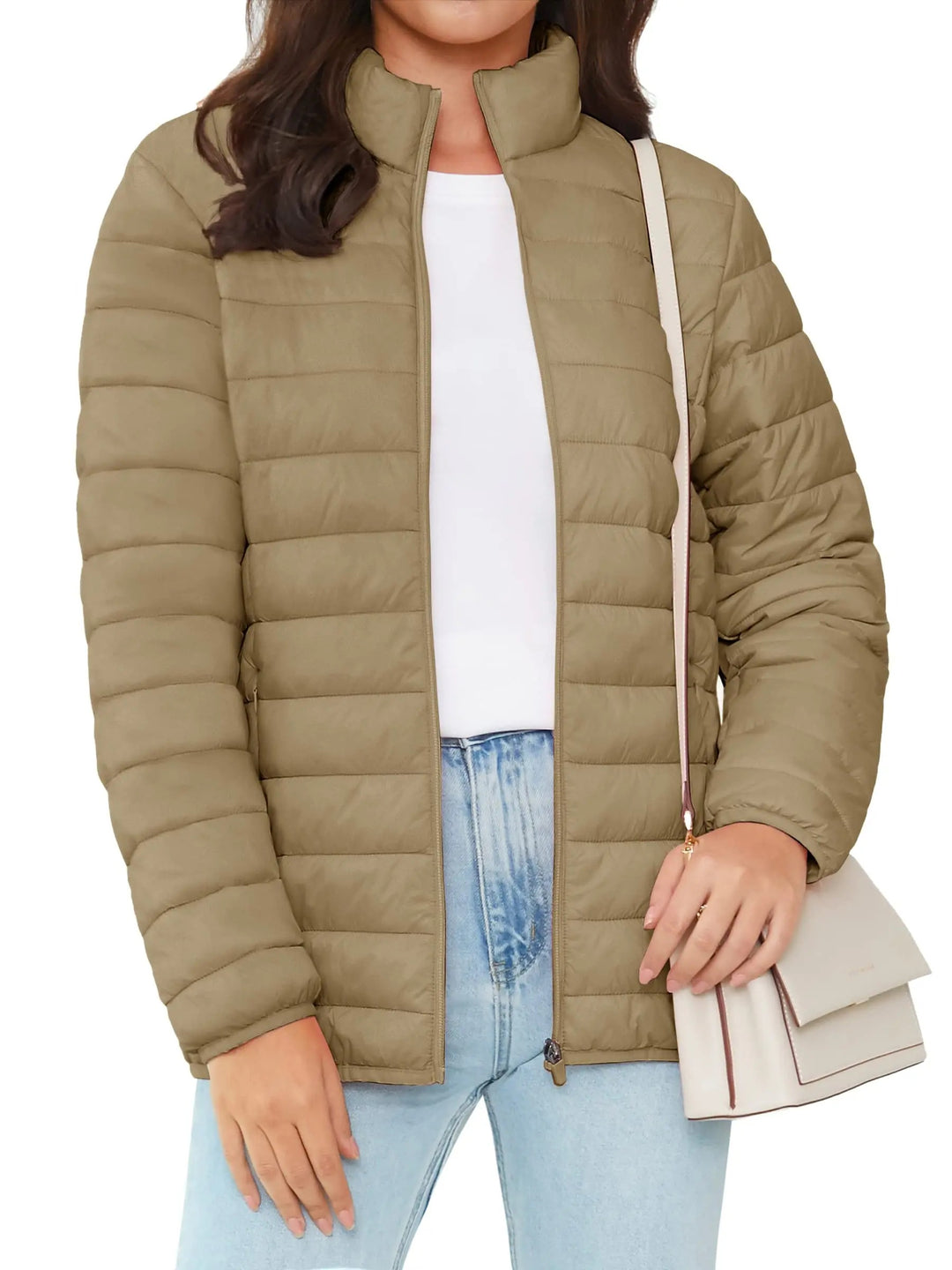 Damen-Pufferjacke mit durchgehendem Reißverschluss