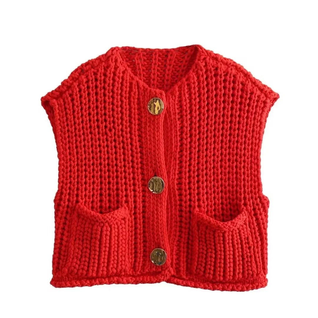 Strickjacke für Damen mit Metallknöpfen