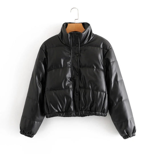 Gesteppte Lederjacke für Frauen aus Baumwolle