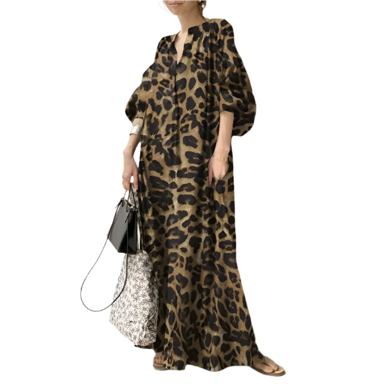 Leopardenmuster Maxikleid für Frauen