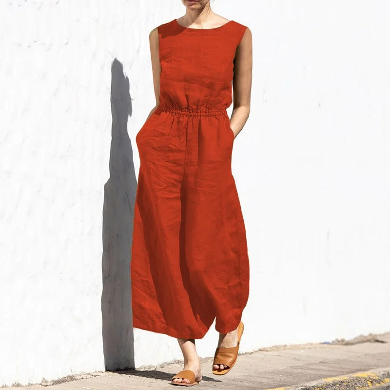 Damen-Overall aus Baumwolle mit hoher Taille