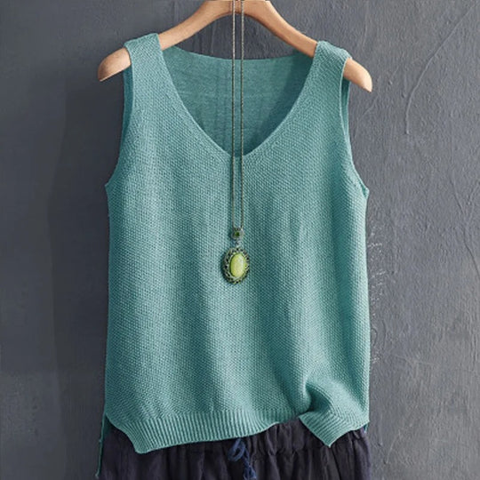 Ärmellose Strickbluse für Damen