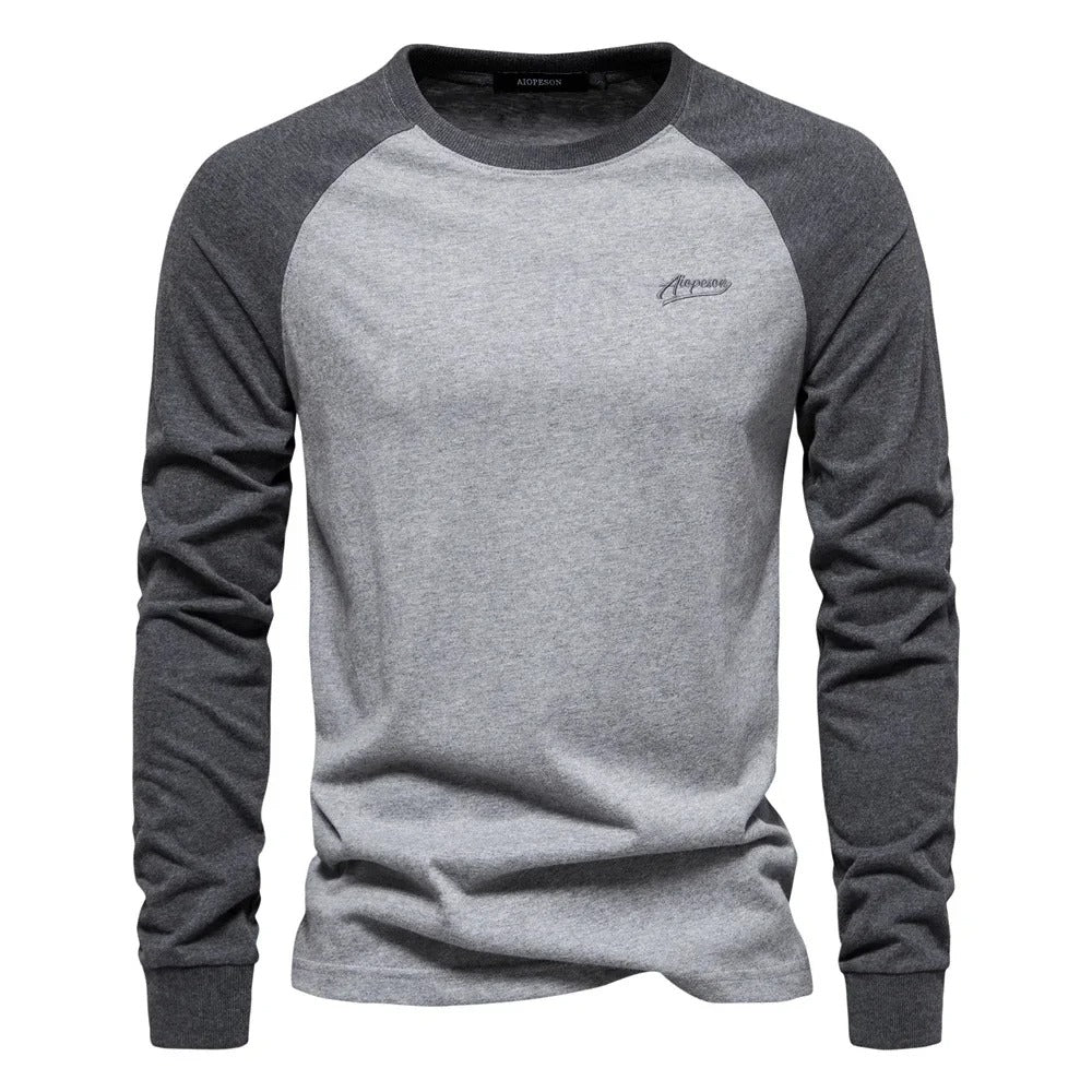 Langärmeliges Patchwork-T-Shirt für Männer