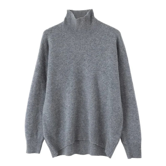 Hochgeschlossener Damen-Strickpullover