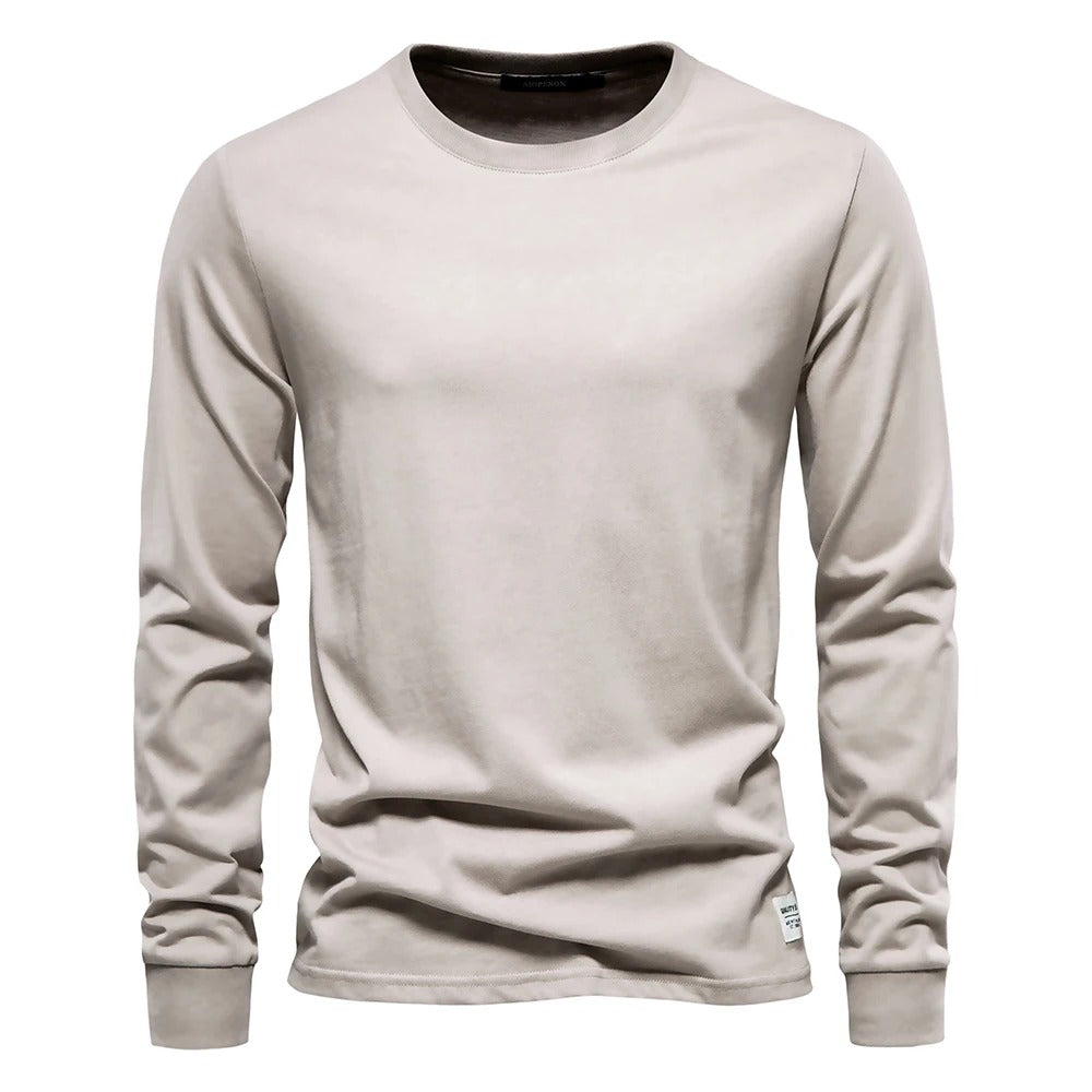 Unifarbenes Langarm-T-Shirt für Männer