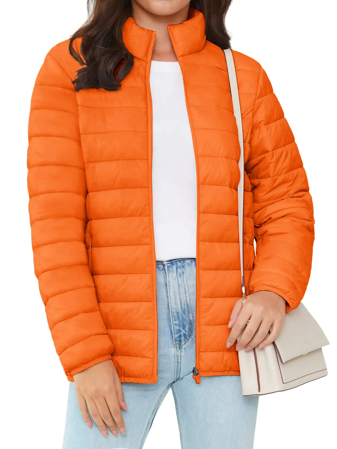 Damen-Pufferjacke mit durchgehendem Reißverschluss