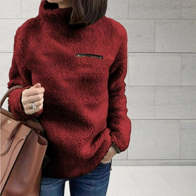 Warmer dicker Damen-Plüschpullover