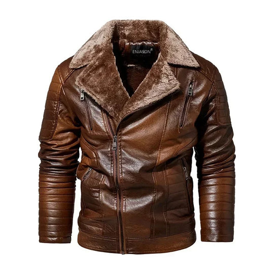 Herren Lederjacke mit Fellkragen