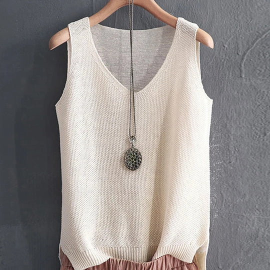 Ärmellose Strickbluse für Damen