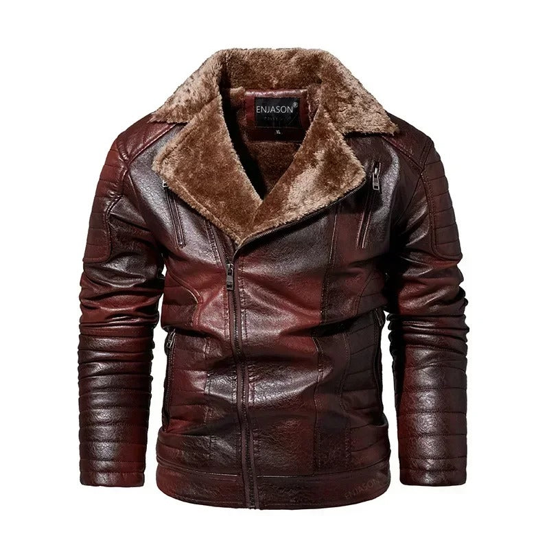 Herren Lederjacke mit Fellkragen
