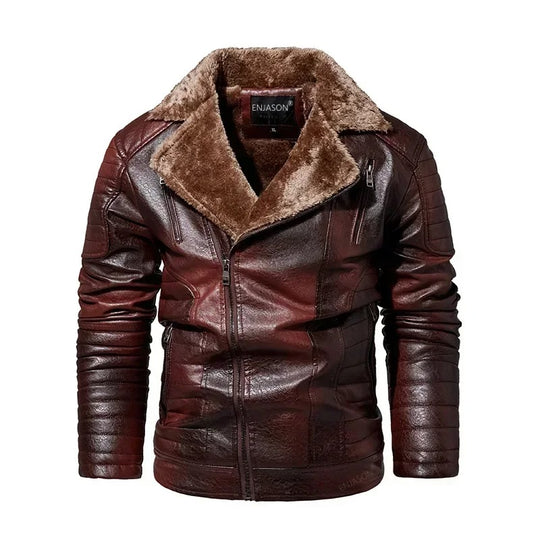 Herren Lederjacke mit Fellkragen