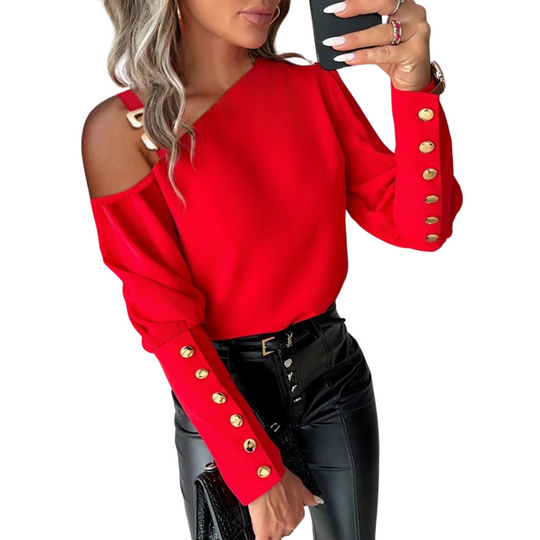 Langärmelige Button-Down-Bluse für Damen