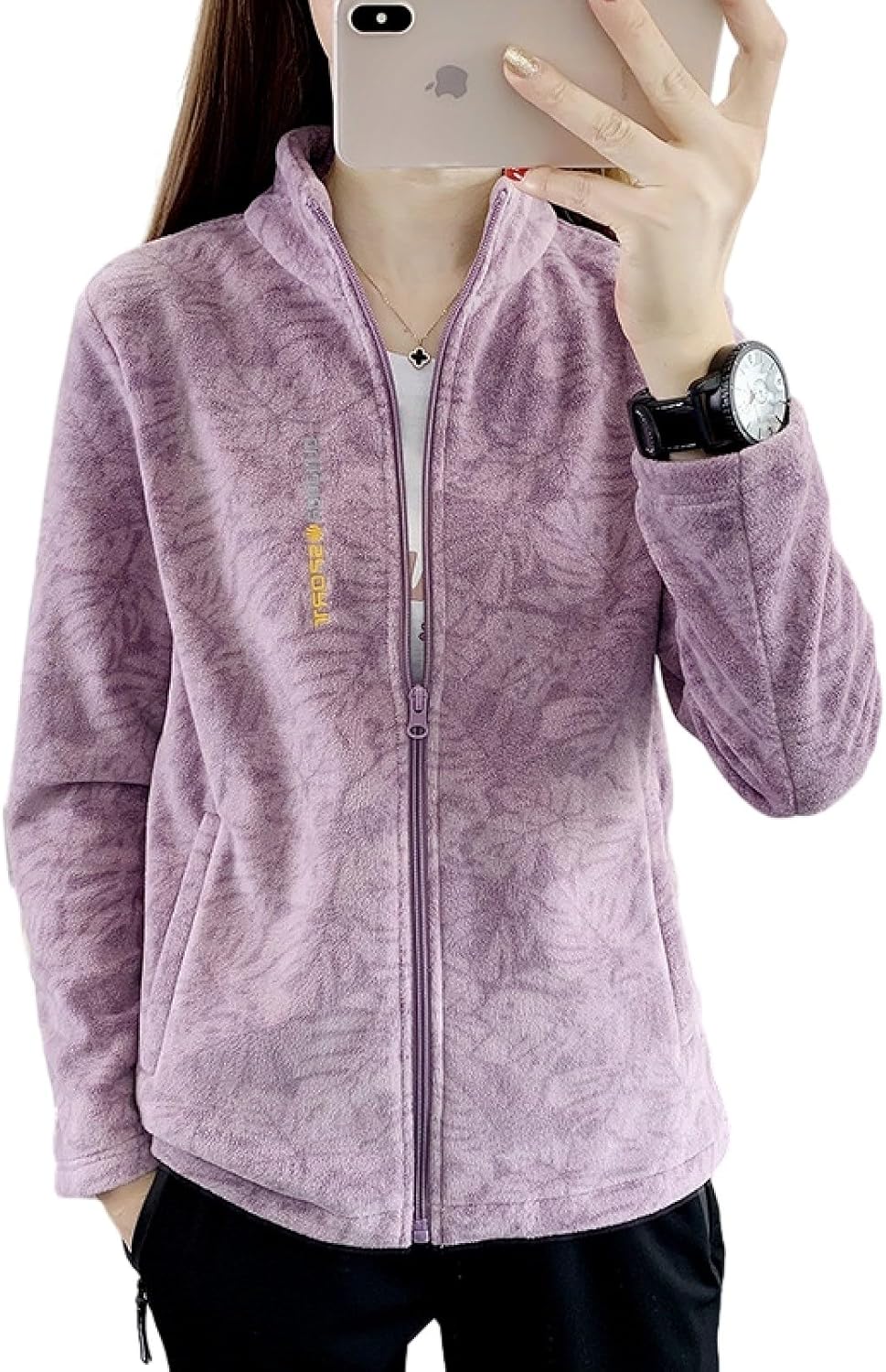 Bedruckte gebürstete Fleecejacke für Frauen