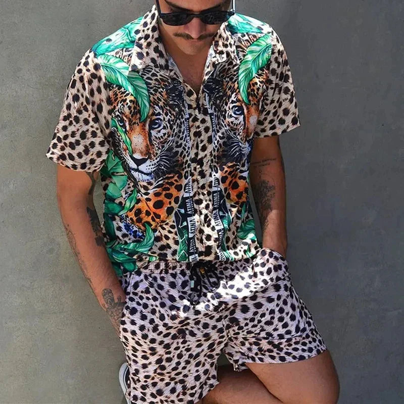 Herren Freizeit Set 3D-Druck Patchwork Polyester Übergröße 4